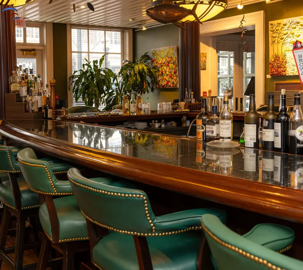 cozy seating at the bar in Bistro 45