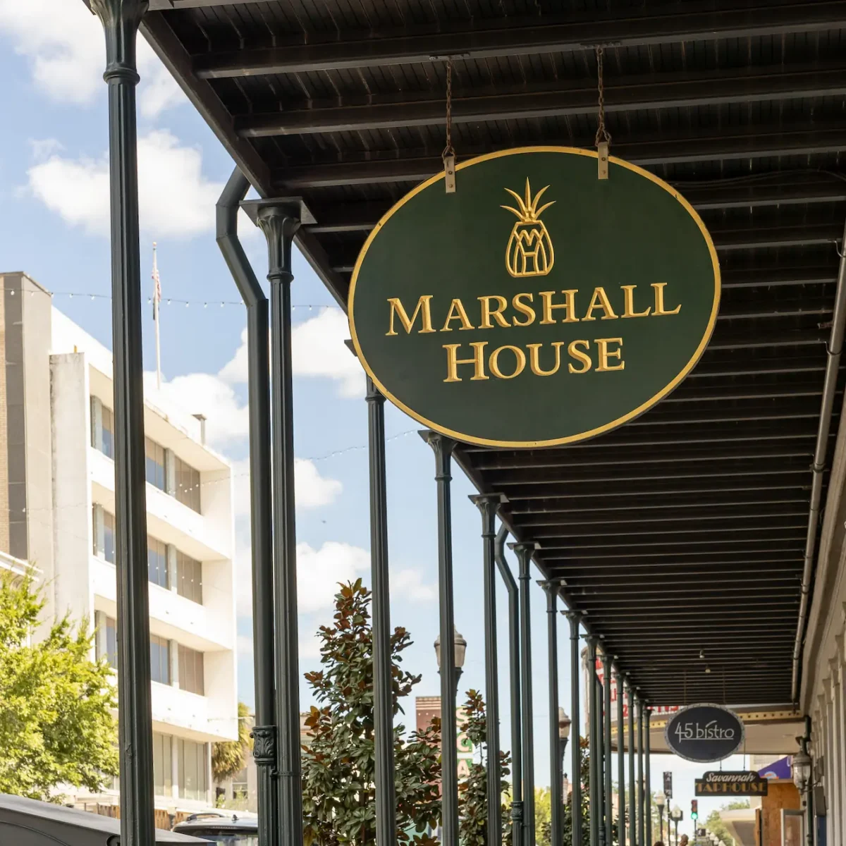 the sign at the Marshall House in Savannah Georgia