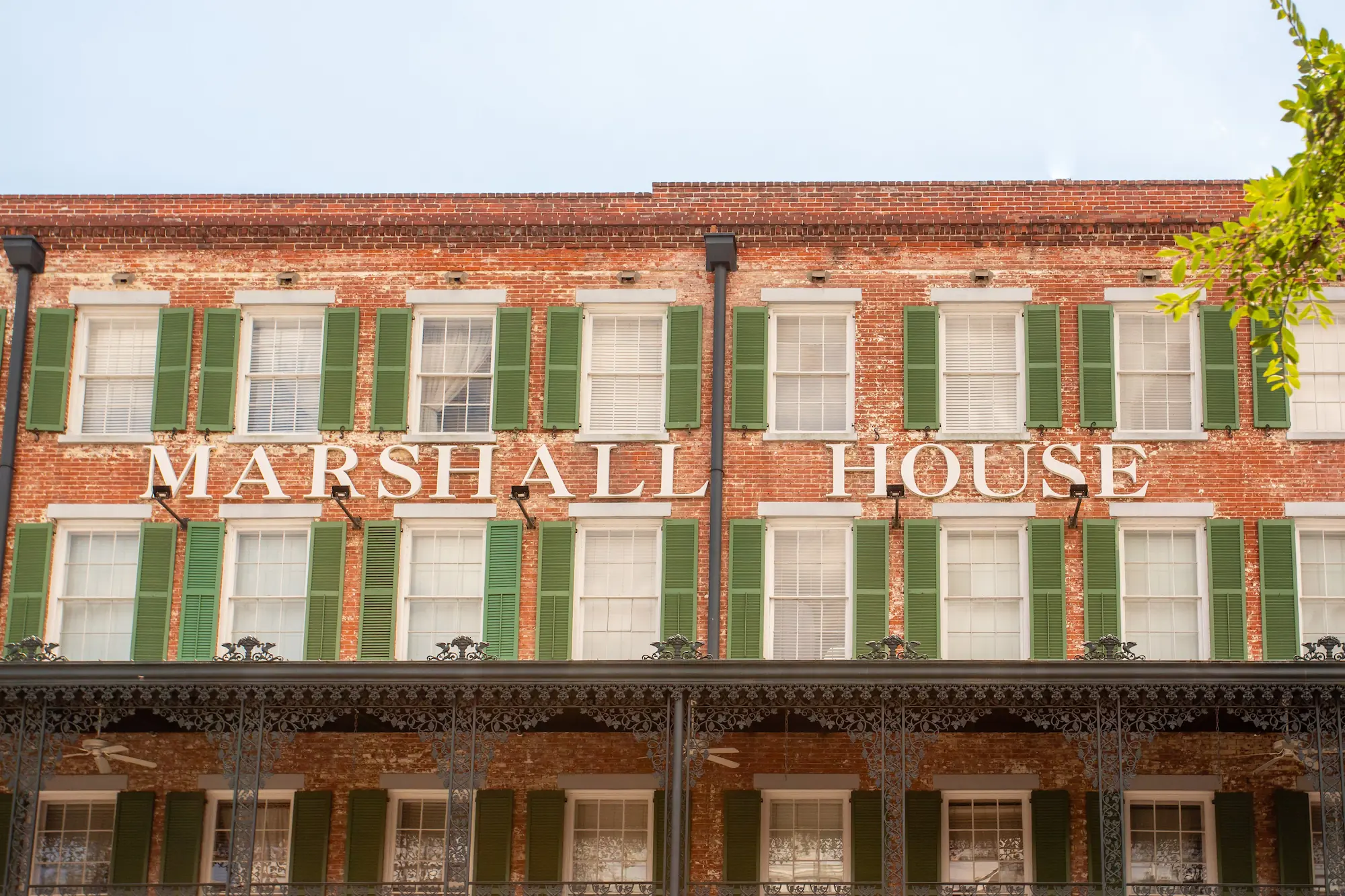 the brick-mounted lettering on the the Marshall House in Savannah Georgia