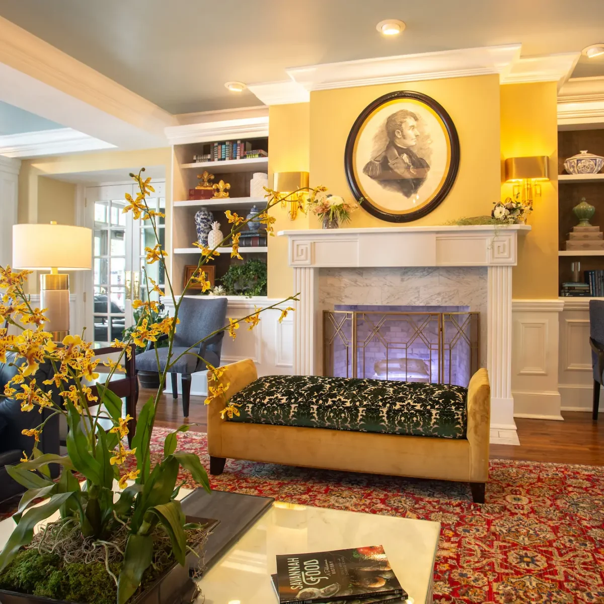 the library in the Marshall House in Savannah Georgia