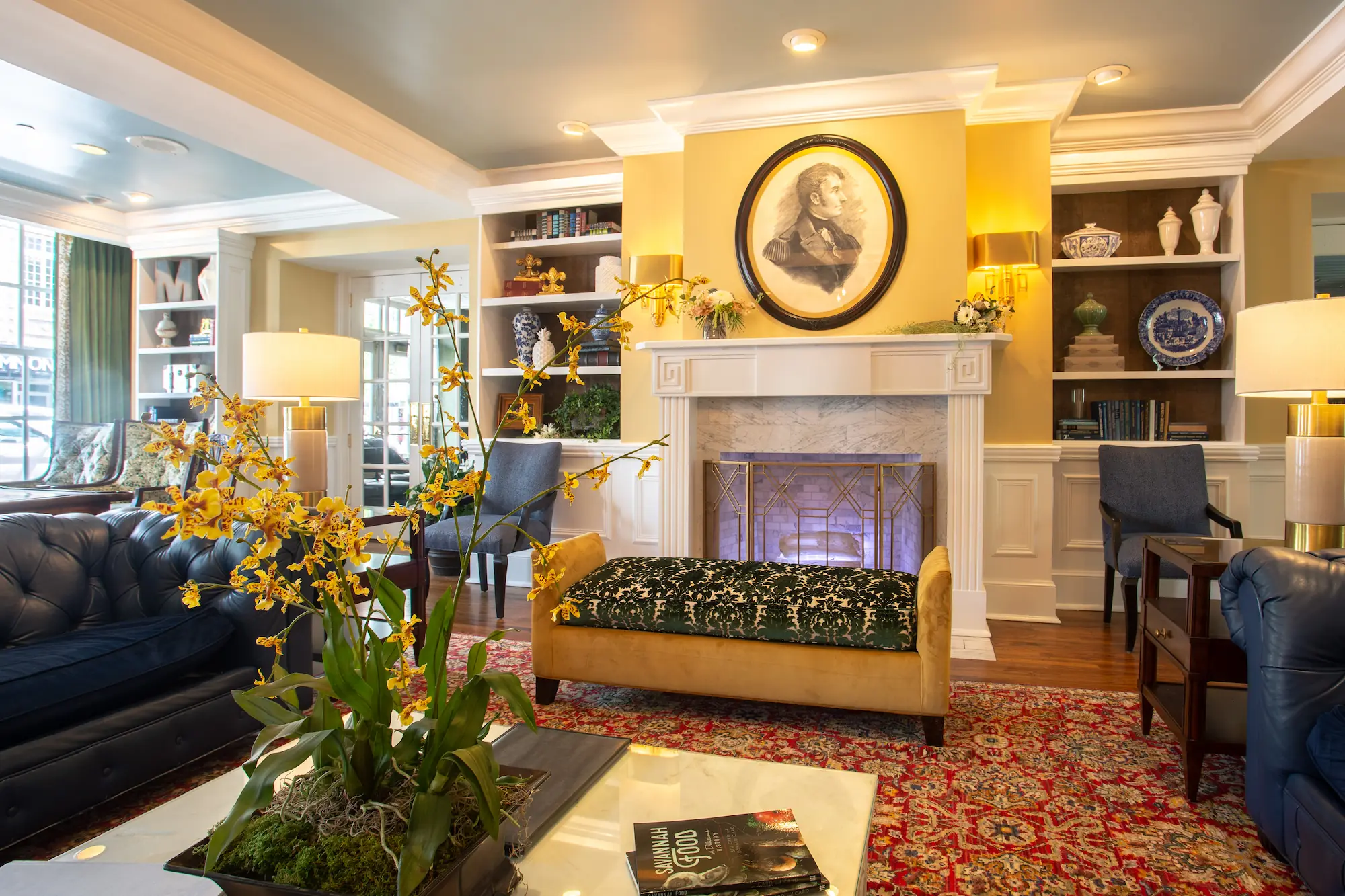 the library in the Marshall House in Savannah Georgia