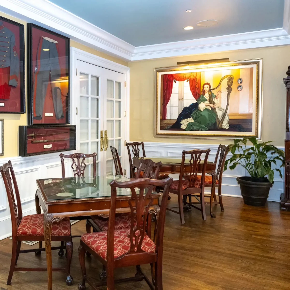 antique art, chairs and furnishings in the Marshall House in Savannah Georgia